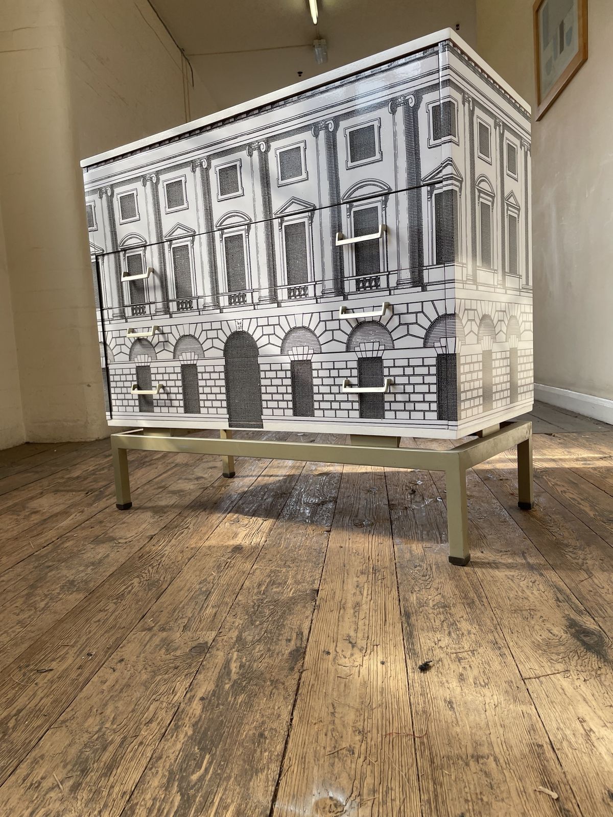 Metamorphic Chest Neo Classical Architecture Fornasetti Gio Ponti Style 1950s 60s photo for sale