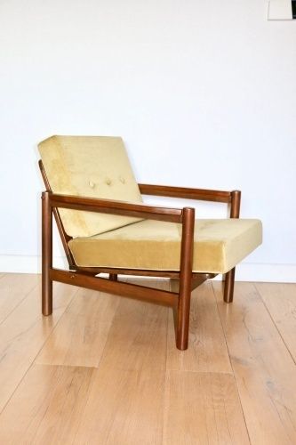 358.0 Wooden Armchair Designed By Z. Baczyk, Vintage Brown Yellow Olive photo