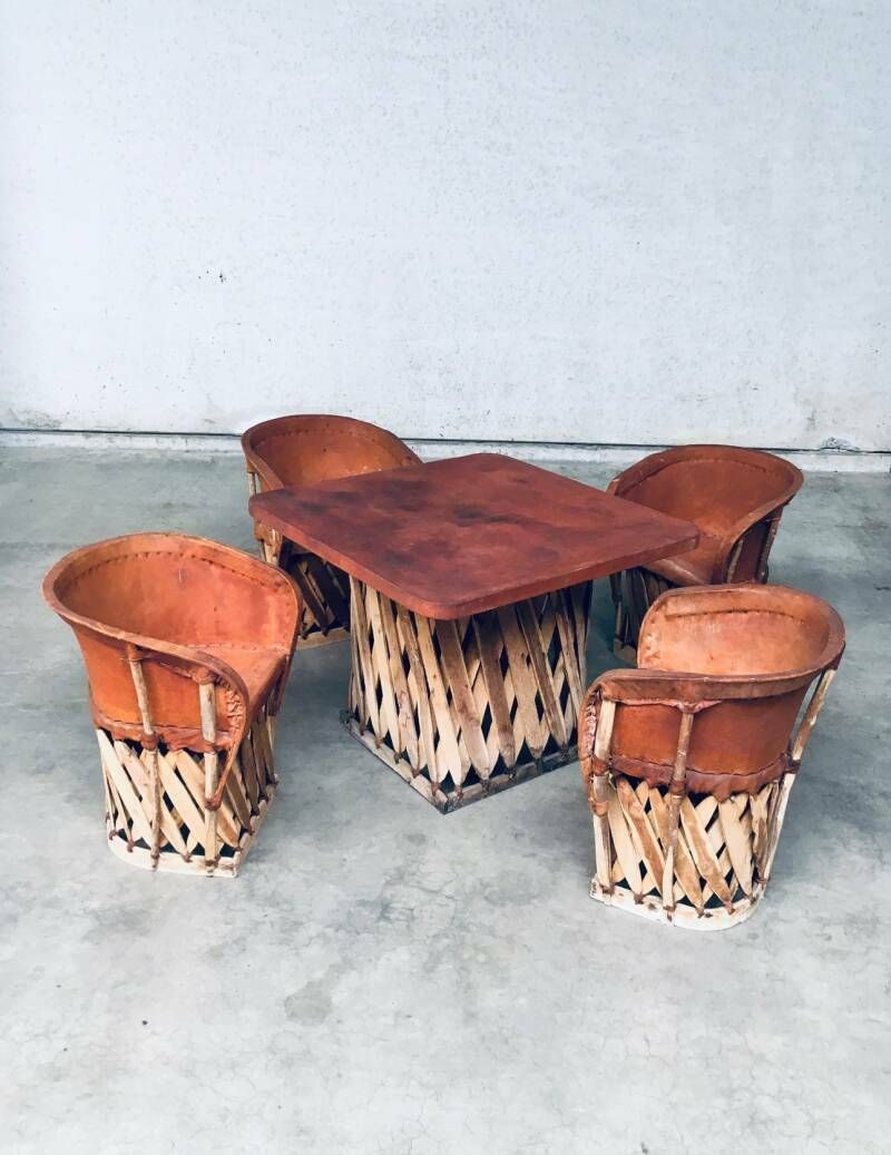 Mexican Art Populaire Artisan Made Leather Table & Chairs By Wim Rietveld photo 3200.0