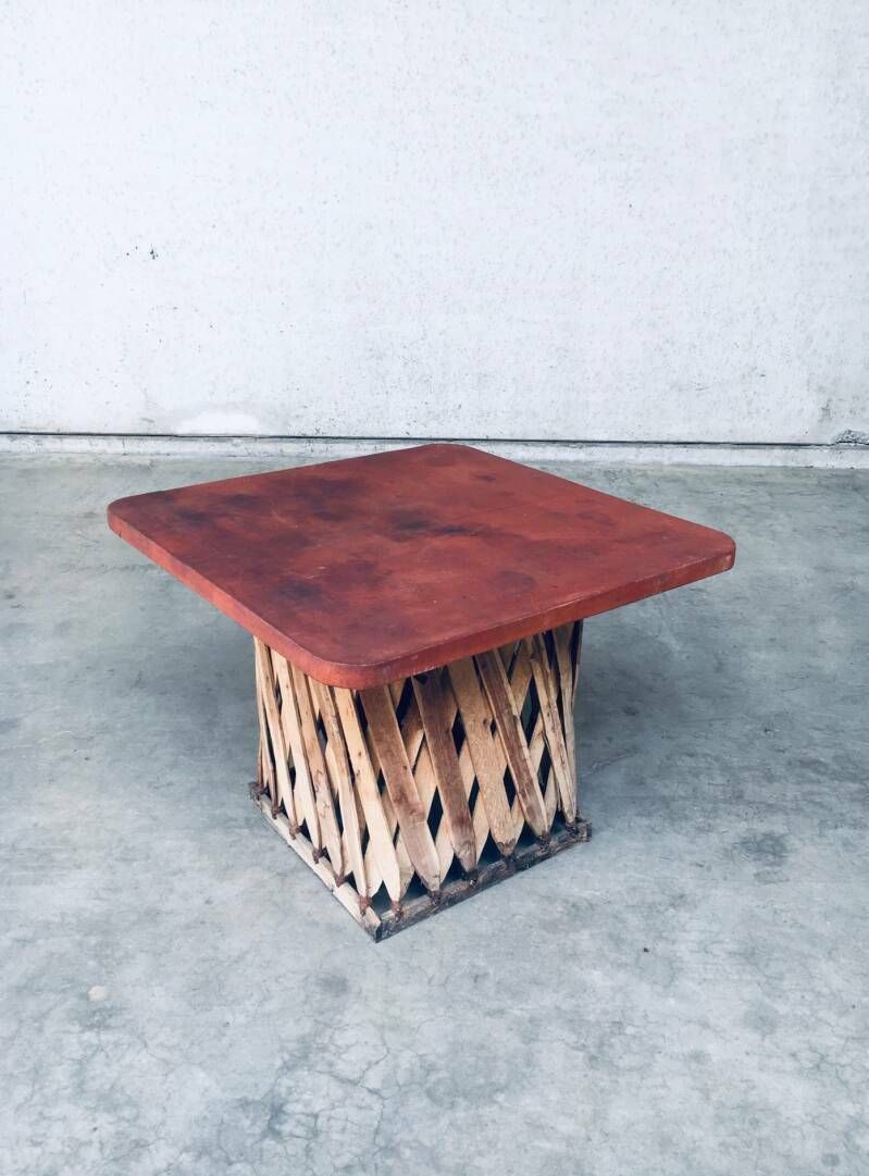 Mexican Art Populaire Artisan Made Leather Table & Chairs By Wim Rietveld photo vintage