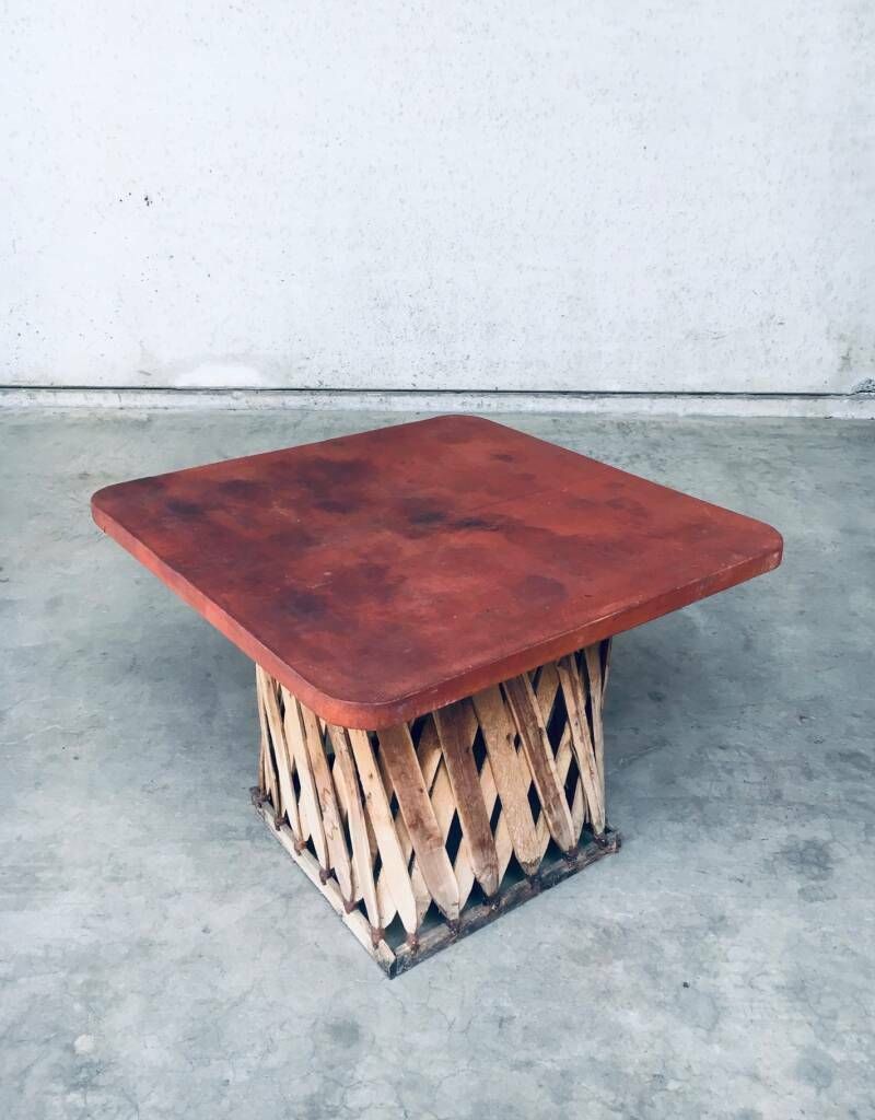 Meubels Mexicaanse Art Populaire Ambachtelijk Leren Tafel & Stoelen, Toegeschreven Aan Wim Rietveld photo