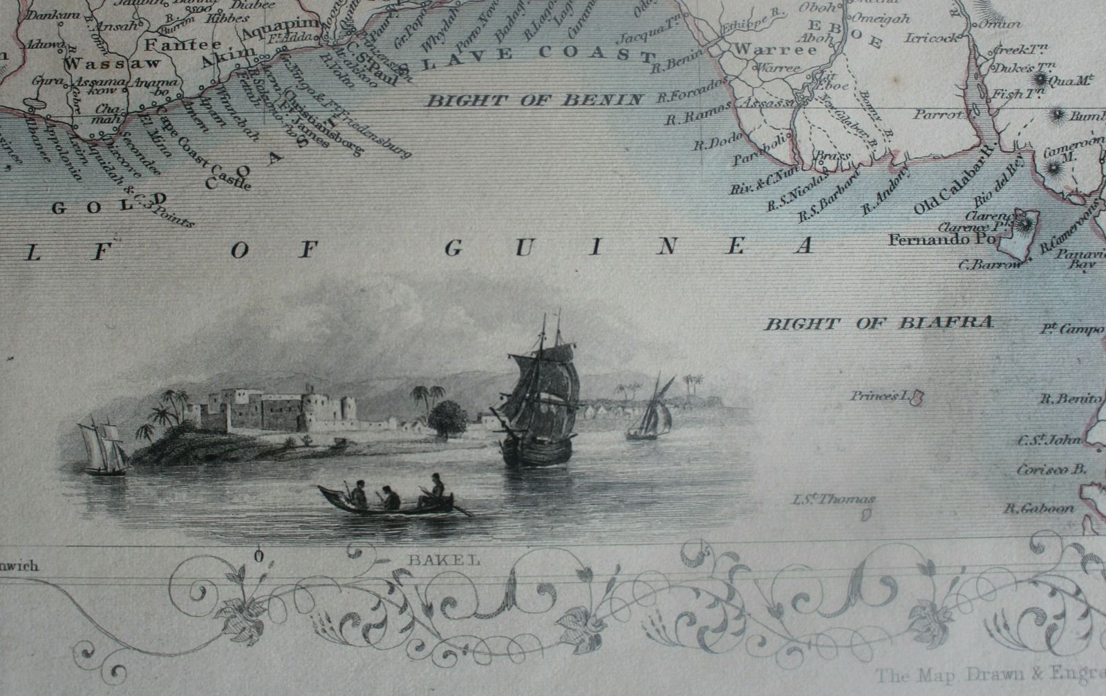 'Western Africa' Map Drawn And Engraved By J. Rapkin; Vignette Illustrations Drawn By H Winkles & Engraved By E Radclyffe. Published By John Tallis & photo Art