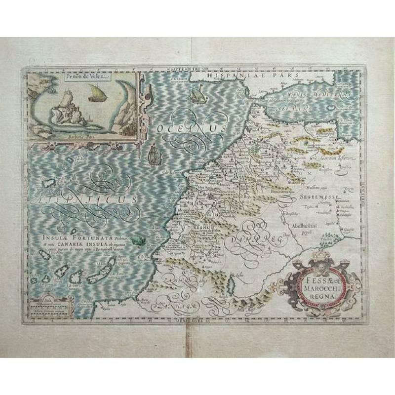 'Fessae Et Marocchi Regna.' Antique Map Of Morocco C1630  Gerard Mercator ~ Jodocus Hondius Edition