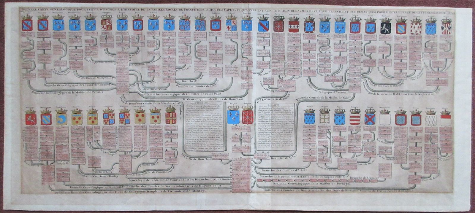 Family Tree Of The Kings Of France By Henri Abraham Chatelain / Nicolas Gueudeville  C1720.