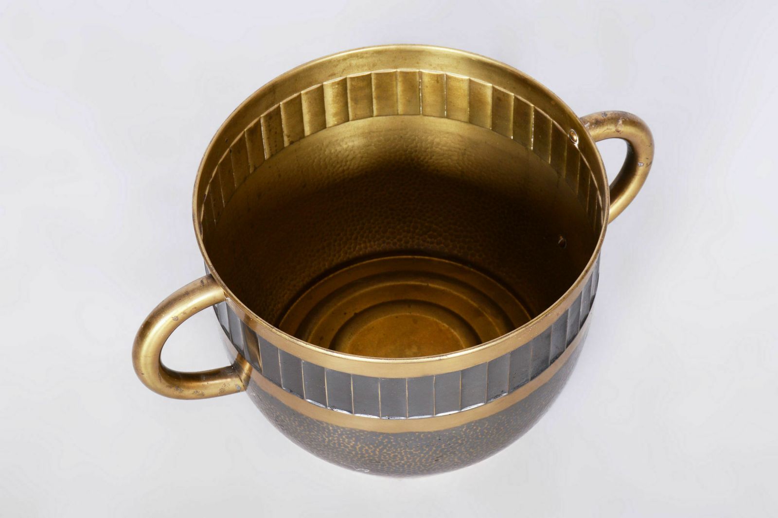 Original Art Deco Jardiniere, Professionally Cleaned Brass, Czech, 1910s photo 300.0