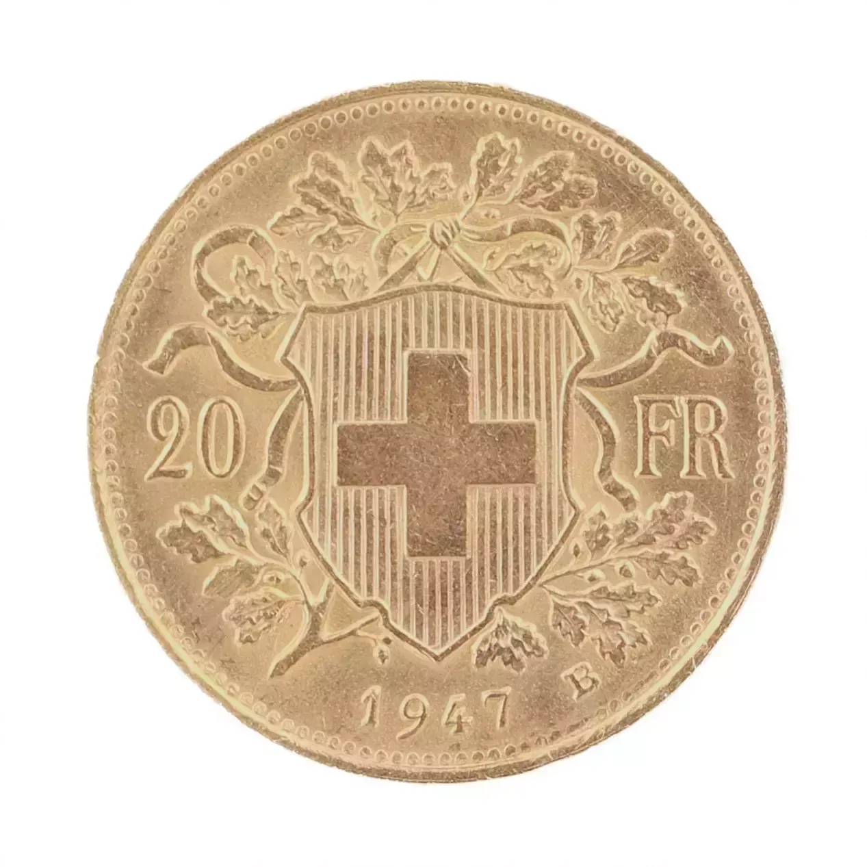 Gold Coin 20 Swiss Francs. 1947. photo for sale