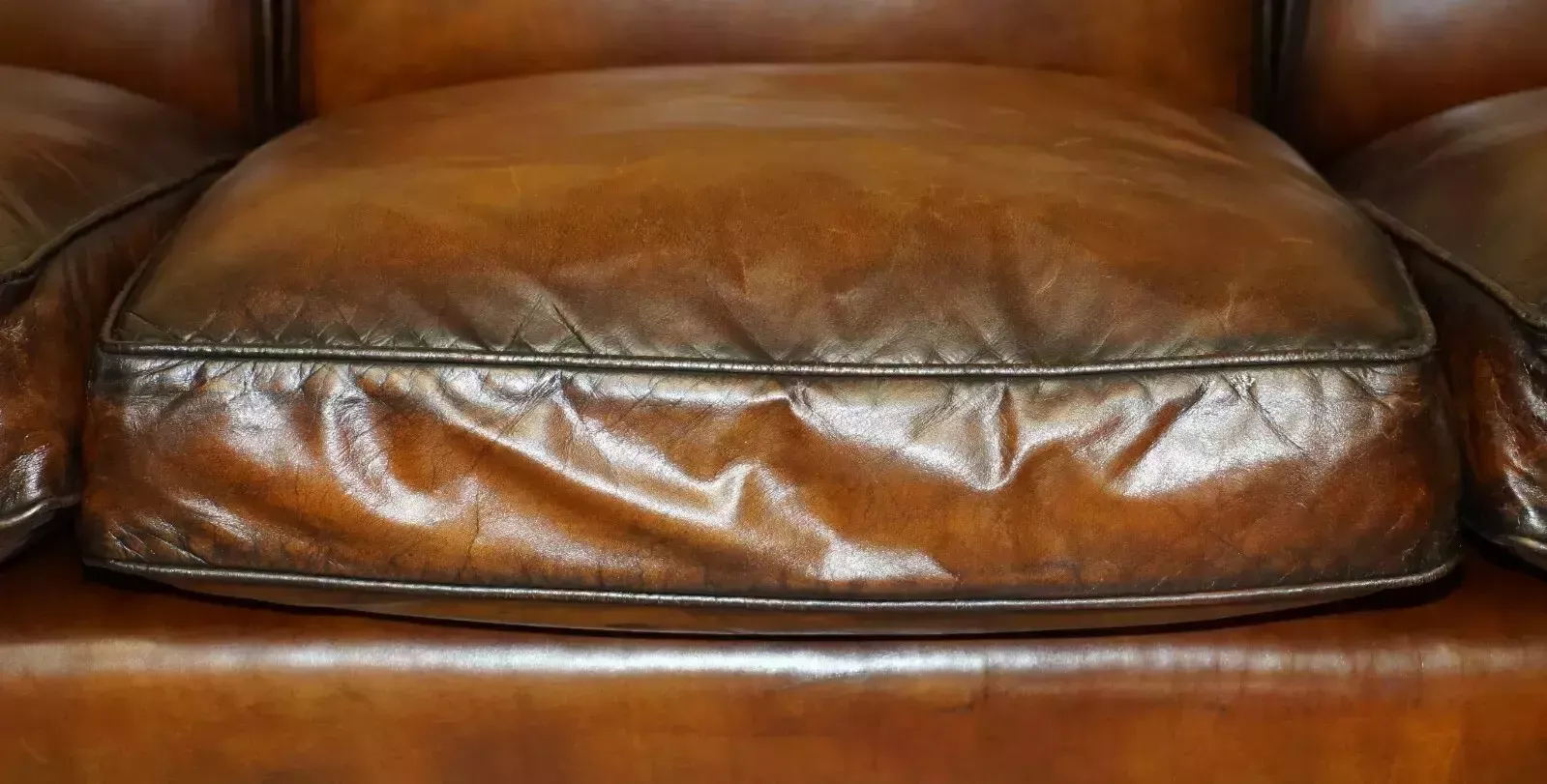 12000.0 1 Of 2 Large George Smith Howard & Son's Brown Leather Signature Scroll Arm Sofa photo