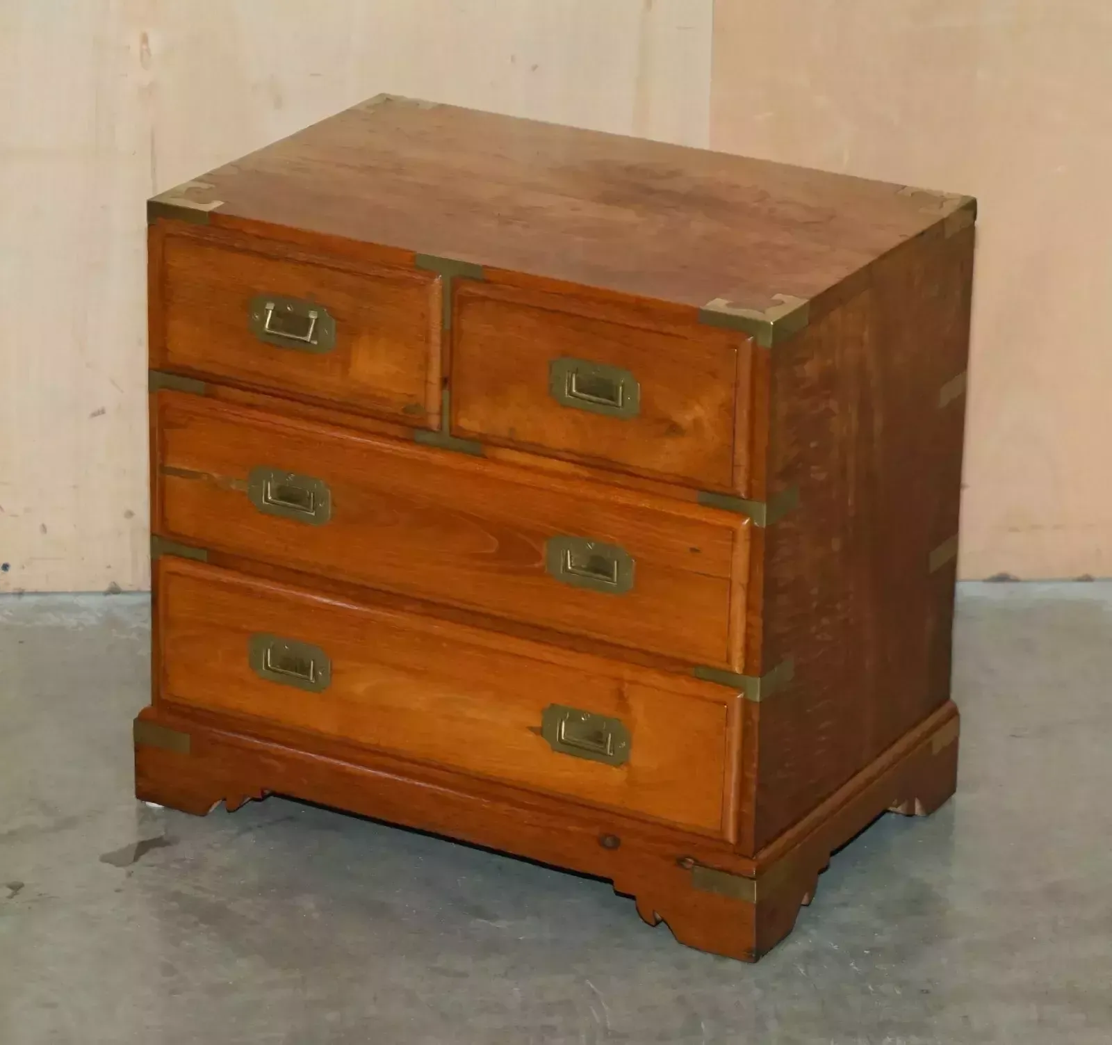 Pair Of Vintage Camphor Wood Military Campaign Bedside Table Nightstand Drawers photo furniture
