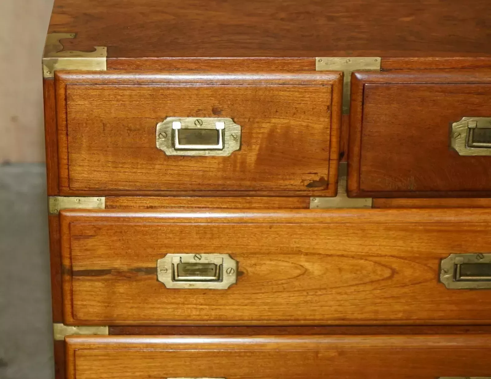 Pair Of Vintage Camphor Wood Military Campaign Bedside Table Nightstand Drawers photo Furniture