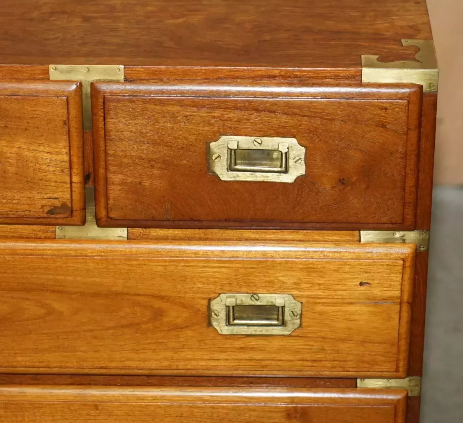 Pair Of Vintage Camphor Wood Military Campaign Bedside Table Nightstand Drawers photo 2350.0