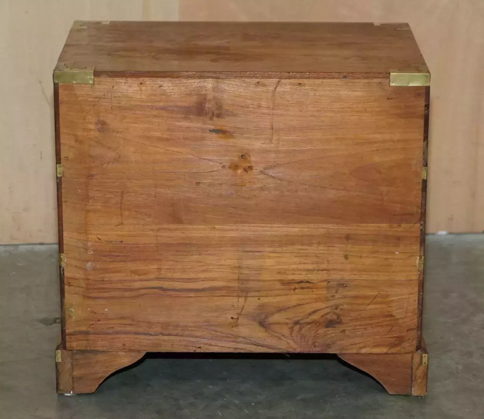 Furniture Pair Of Vintage Camphor Wood Military Campaign Bedside Table Nightstand Drawers photo