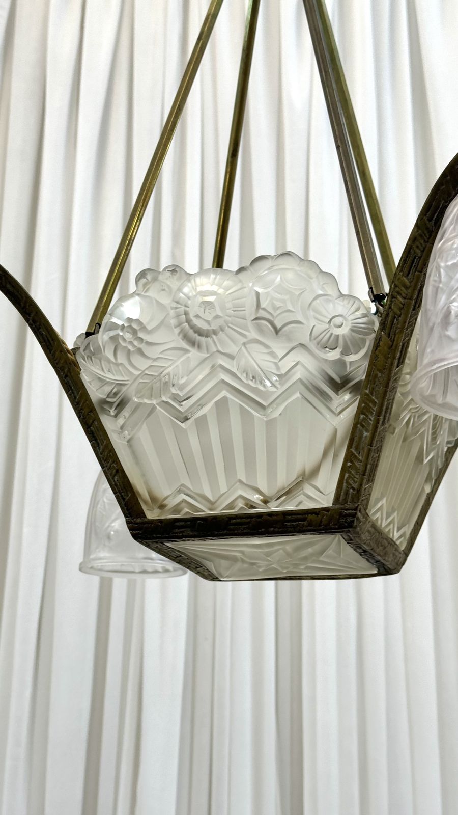 Art Deco Chandelier By Noverdy, France photo Lighting