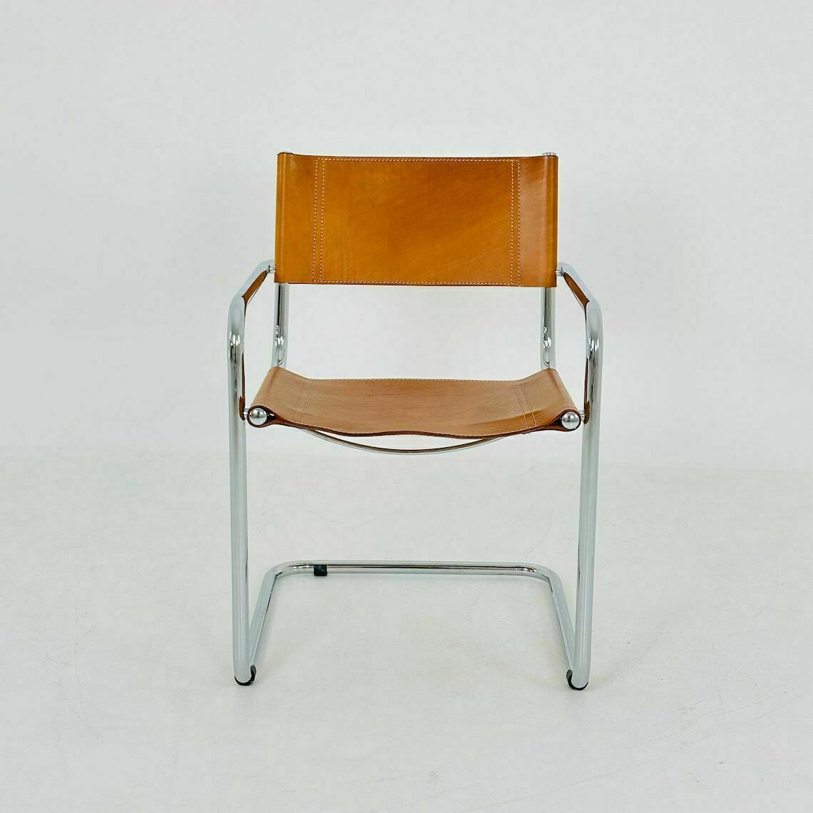 Vintage Model S34 Cognac Saddle Leather Dining Chair By Mart Stam & Marcel Breuer 1980s photo Furniture
