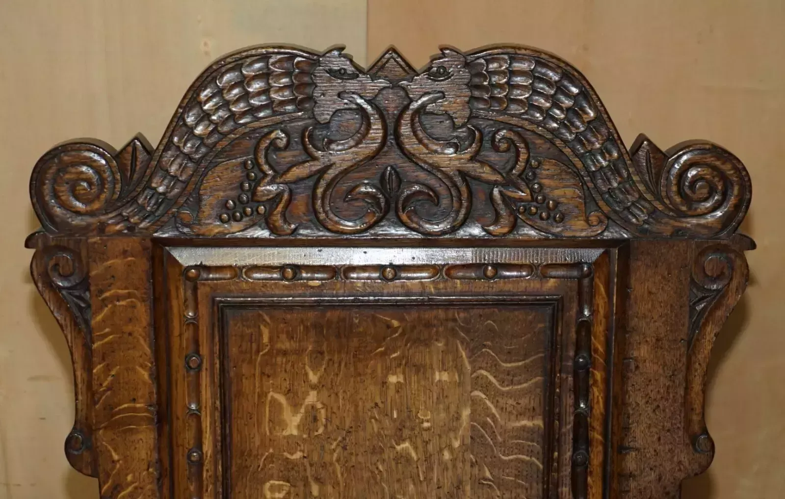 Fine & Rare Original 19th Century Wainscot Armchair England Oak With Side Drawer photo Furniture