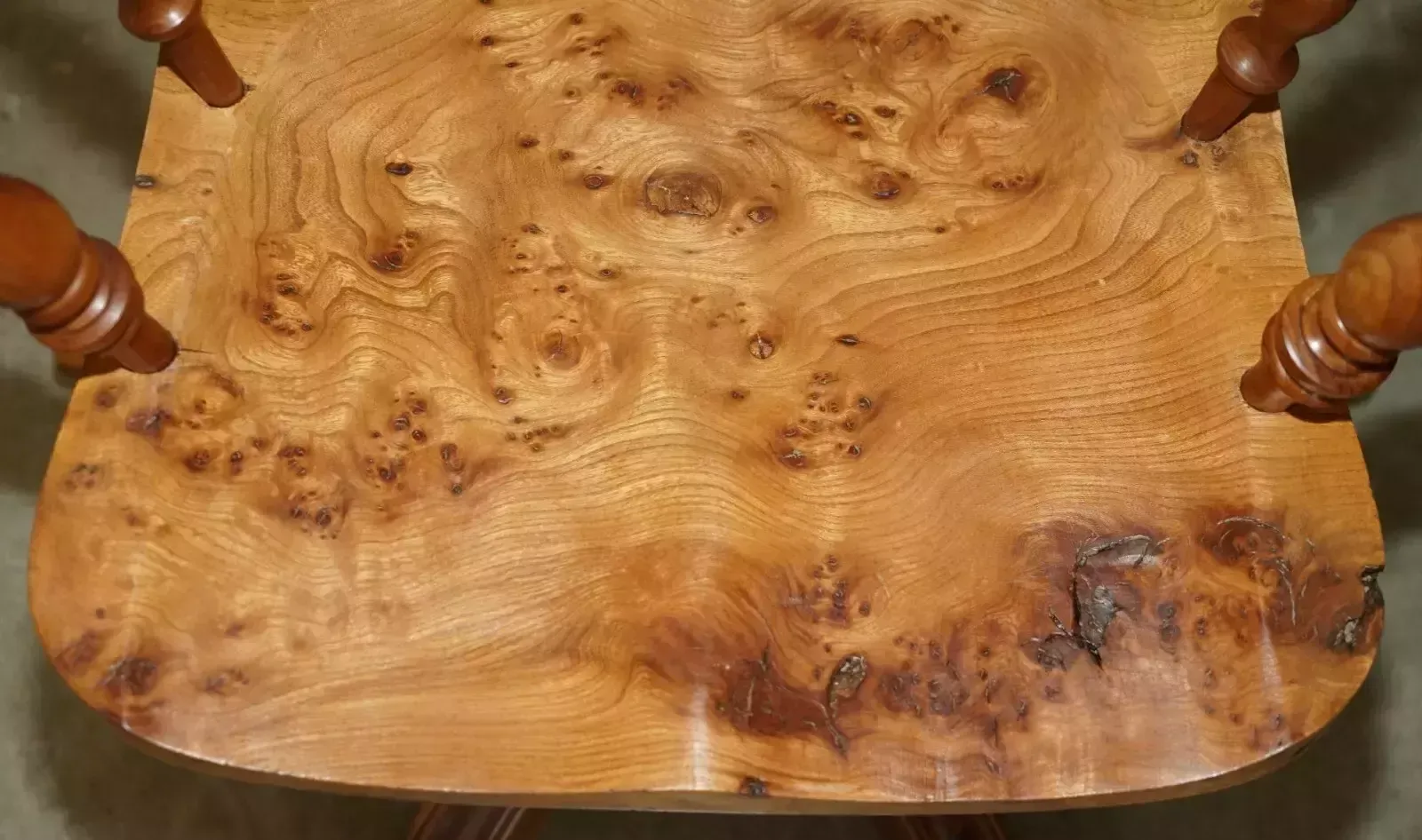 Super Rare Highly Collectable Burr Yew Wood Windsor Swivel Captains Office Chair photo buy