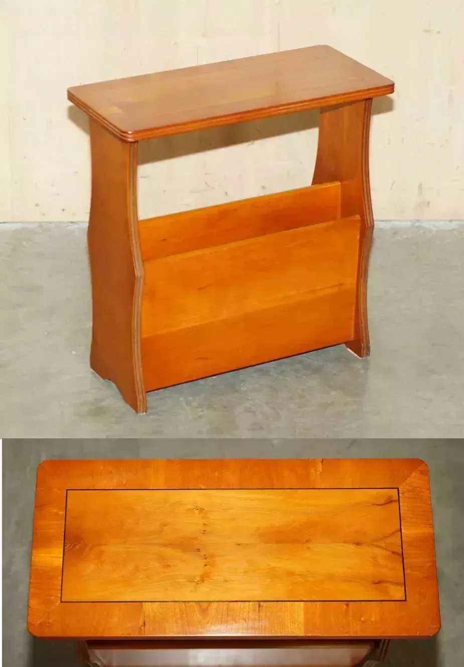 Vintage Circa 1960's Mid Century Moder Walnut & Burr Yew Wood Magazine Rack