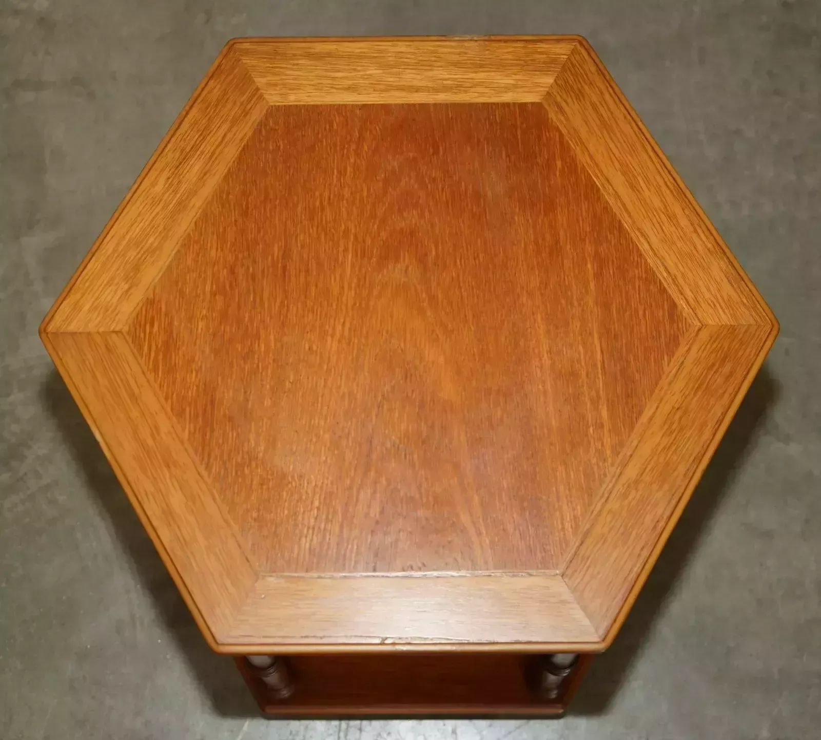 photo for sale Fine Pair Of Vintage Hexagonal Side End Tables With Chippendale Bamboo Pillars