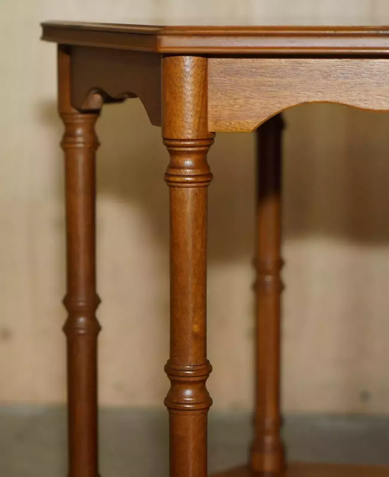photo buy Fine Pair Of Vintage Hexagonal Side End Tables With Chippendale Bamboo Pillars