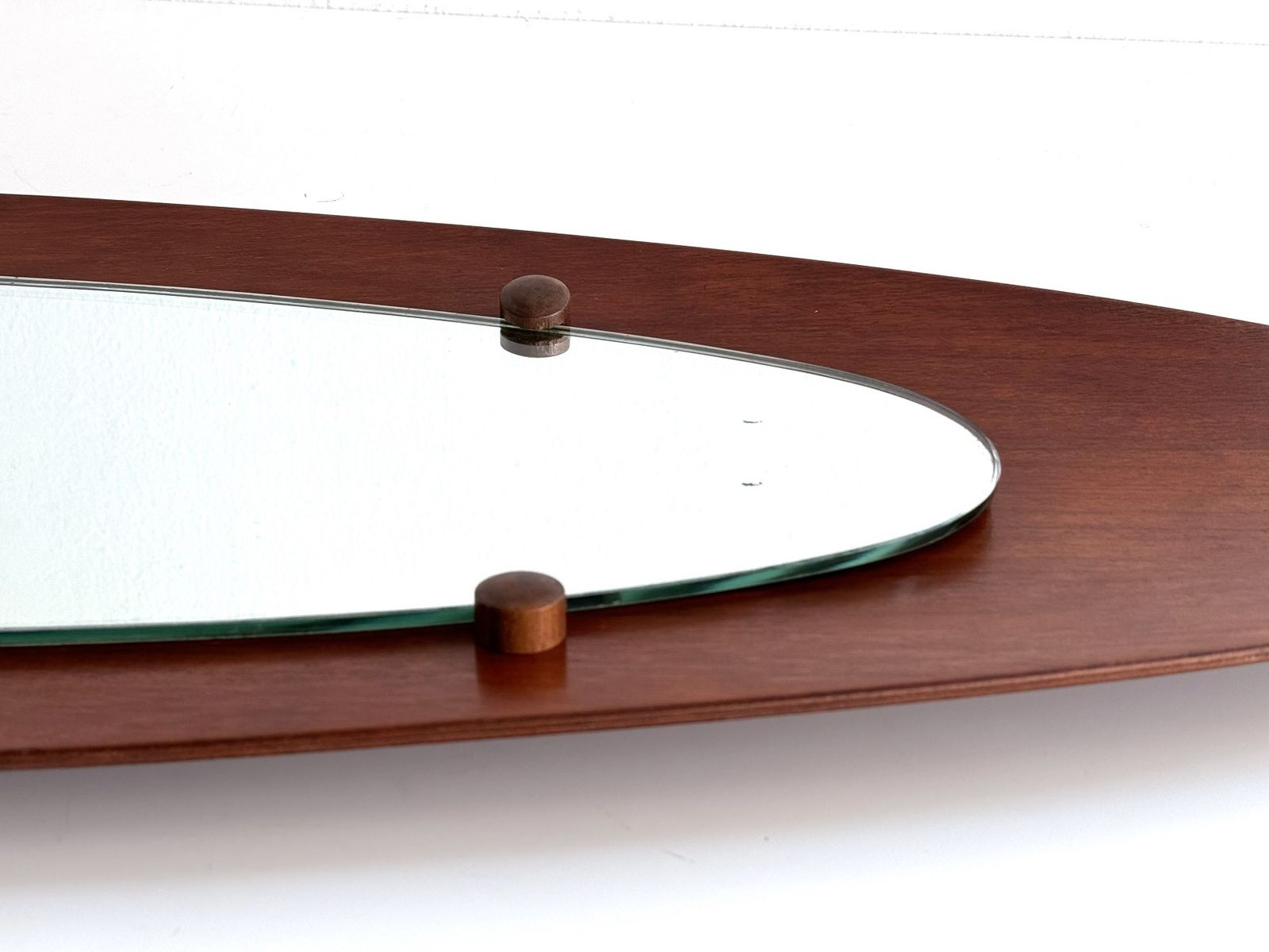 Italian Designer Teak Bentwood Wall Mirror, 1950s photo 1000.0