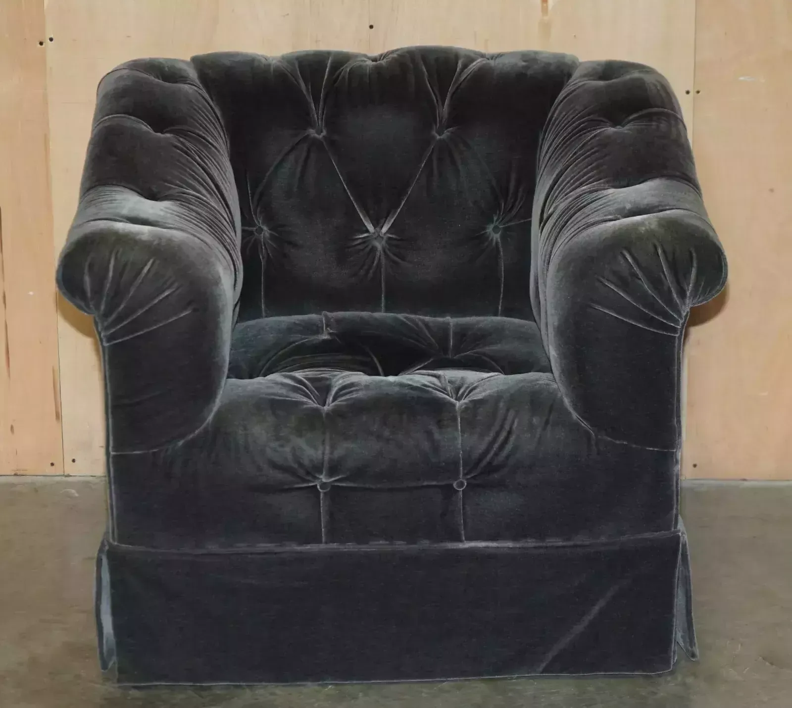 George Smith Somerville Chesterfield Mohair Velvet Armchair Footstool photo for sale