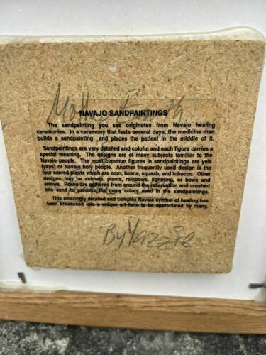 photo furniture Vintage Rare Framed Native American Navajo Sand Painting Art #2