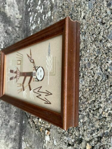 Vintage Rare Framed Native American Navajo Sand Painting Art Lightening Boy photo buy
