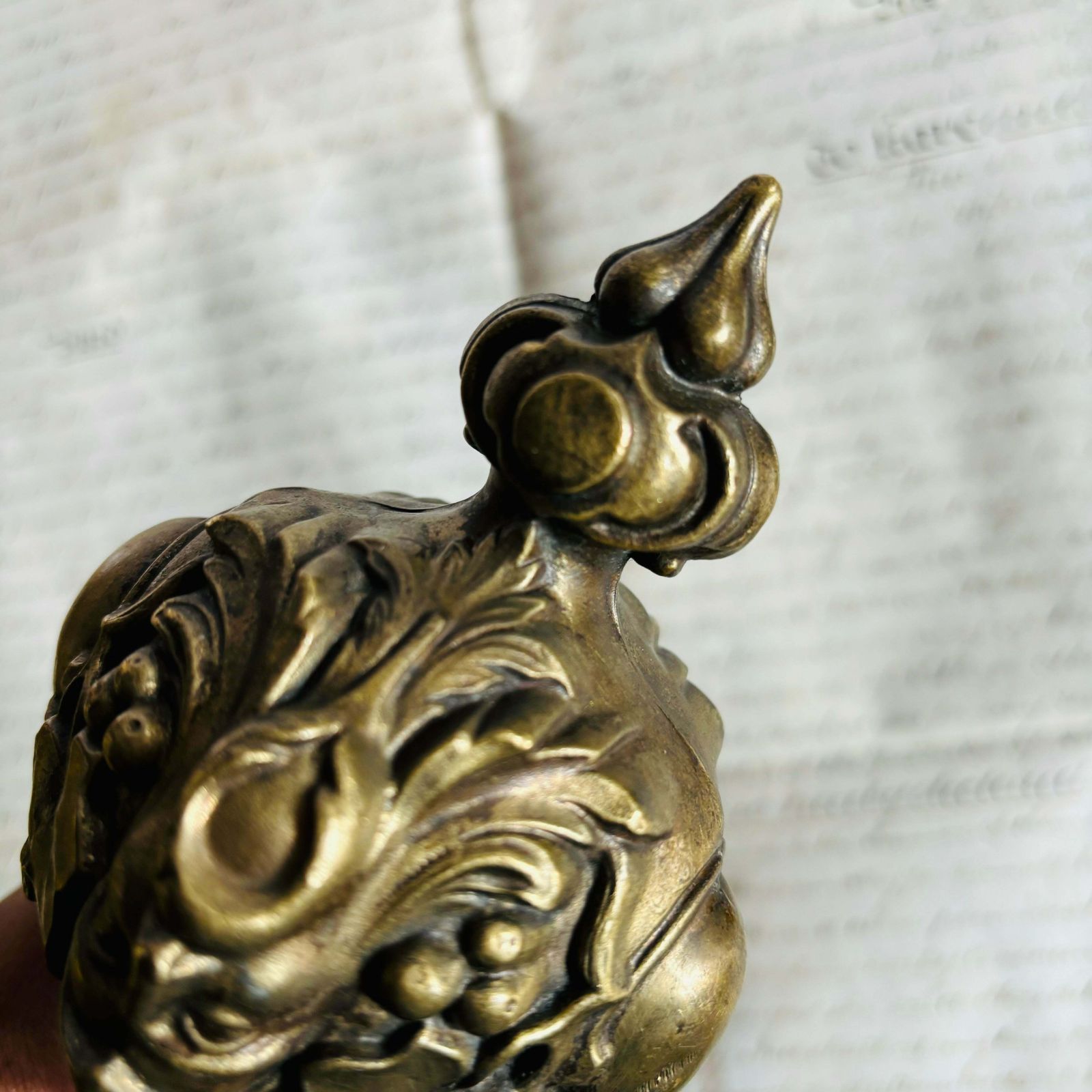 Antique Heavy Ornate Clock Weight photo vintage