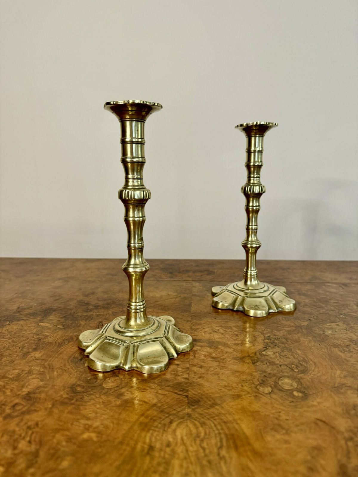 Stunning Quality Pair Of Antique George III Brass Candlesticks photo 885.0