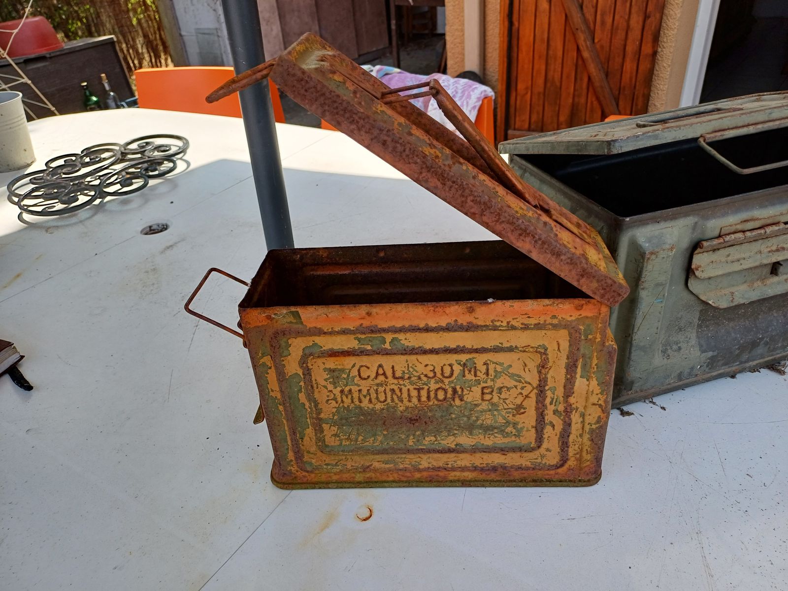 3 Militaria Ammo Boxes, 1940s, Vintage photo buy