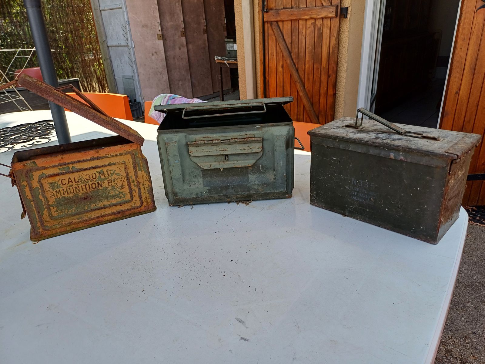 3 Militaria Ammo Boxes, 1940s, Vintage photo vintage