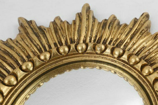 Gold Sunburst Mirror In Resin With Convex Mirror, France, 1960s photo 657.0
