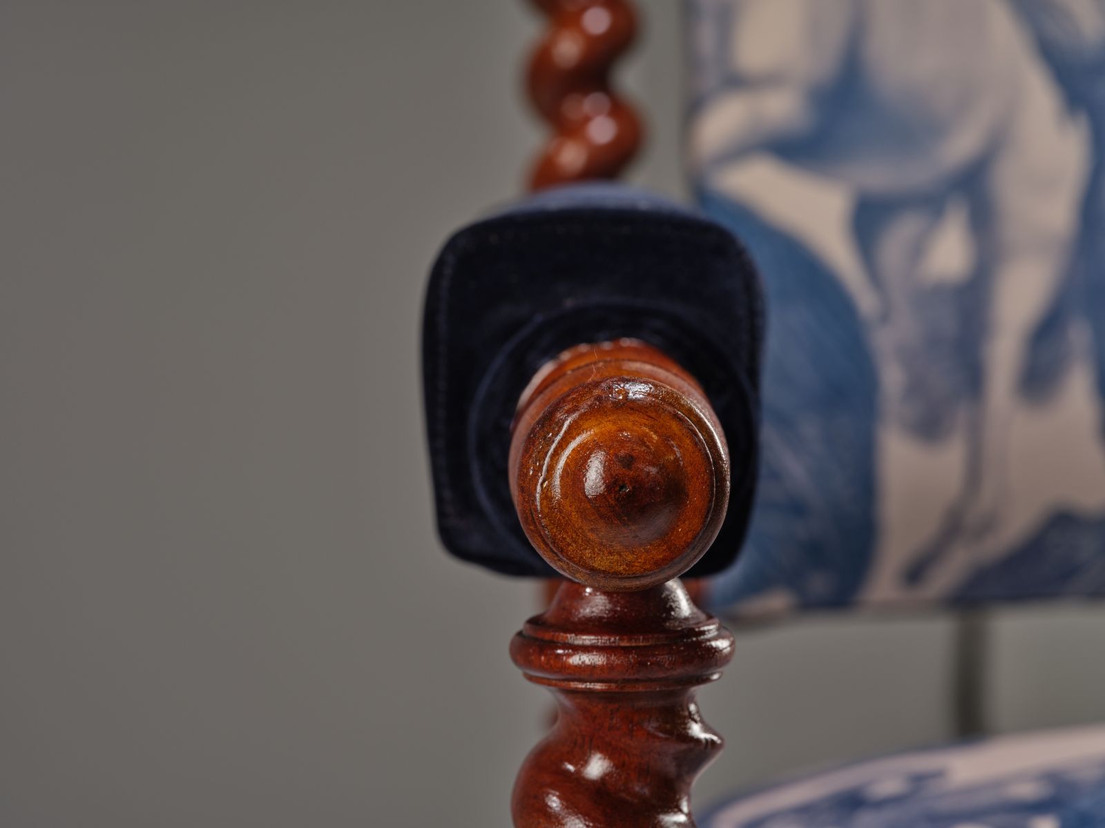 Antique 19th Century ‘Barley With A Twist’ Mythical Creature Velvet Chair, England Circa 1890 photo furniture