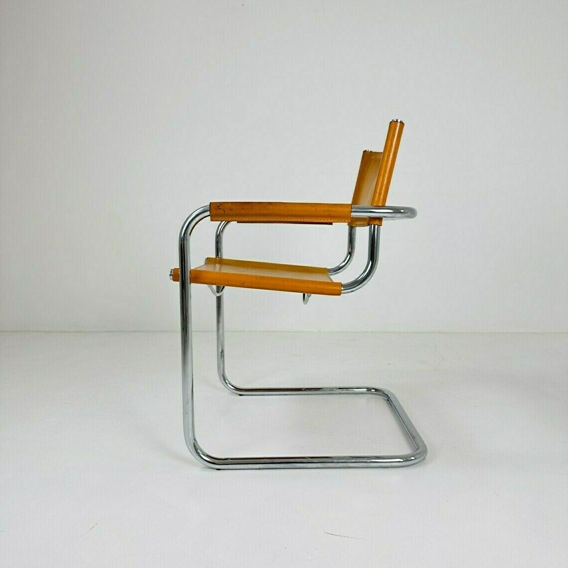 Bauhaus Cognac Leather Chair By Mart Stam Italy 1980s photo Furniture