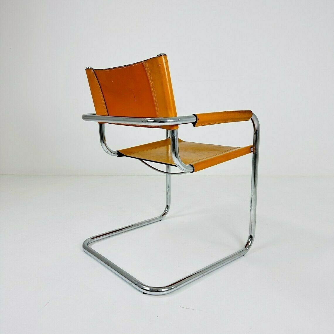 Bauhaus Cognac Leather Chair By Mart Stam Italy 1980s photo buy