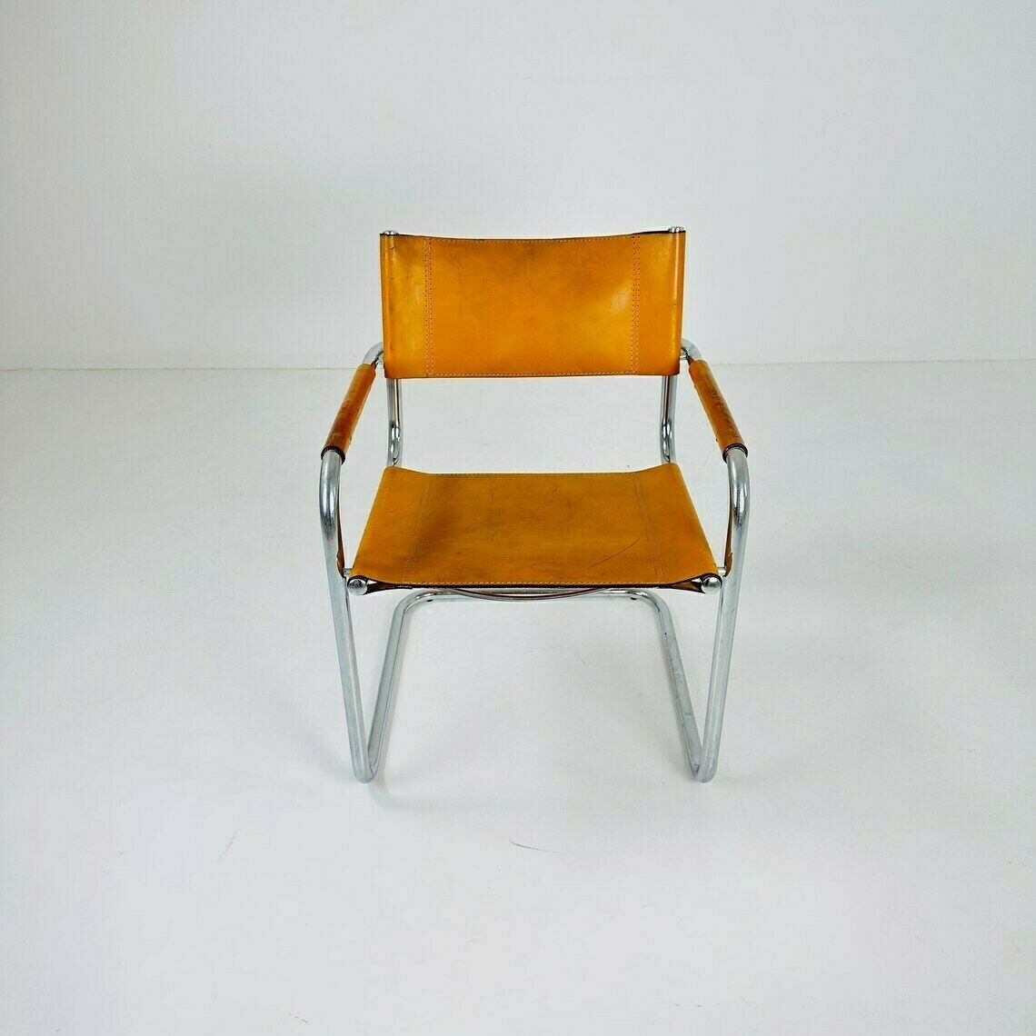 Bauhaus Cognac Leather Chair By Mart Stam Italy 1980s photo vintage
