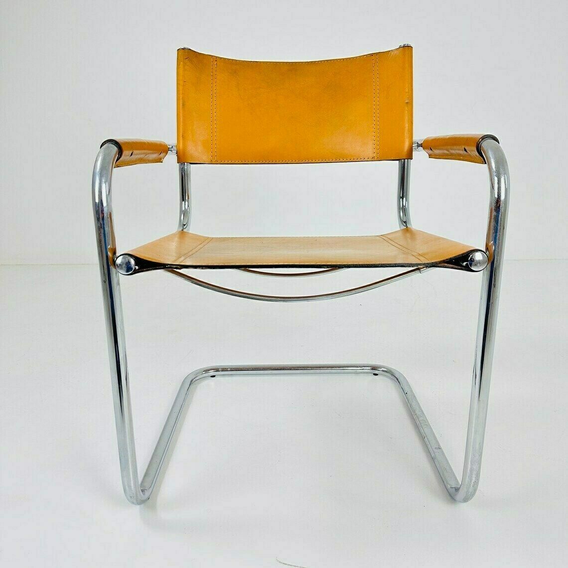 photo furniture Bauhaus Cognac Leather Chair By Mart Stam Italy 1980s