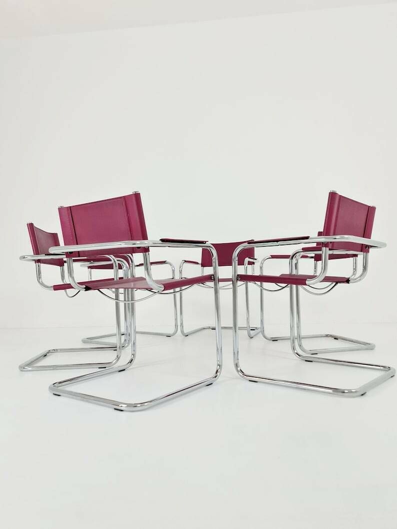 1 Of 10 Chairs Model Mg5 Centro Studio Desk Chair In Cognac By Mart Stam & Marcel Breuer, 1970s photo for sale