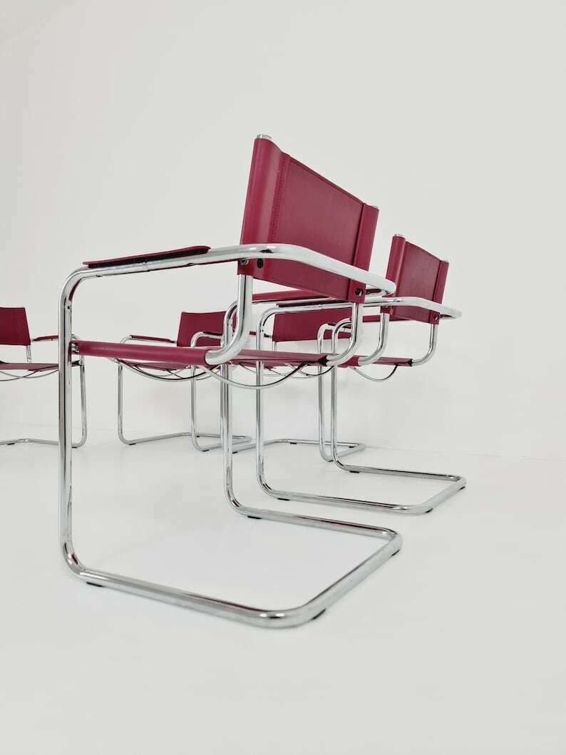1 Of 10 Chairs Model Mg5 Centro Studio Desk Chair In Cognac By Mart Stam & Marcel Breuer, 1970s photo 2888.0