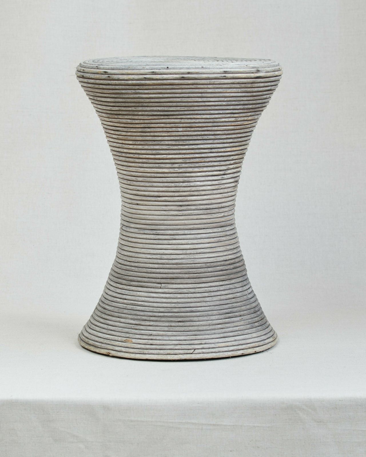 Reeded Rattan Side Table, Boho H 45cm W 32cm