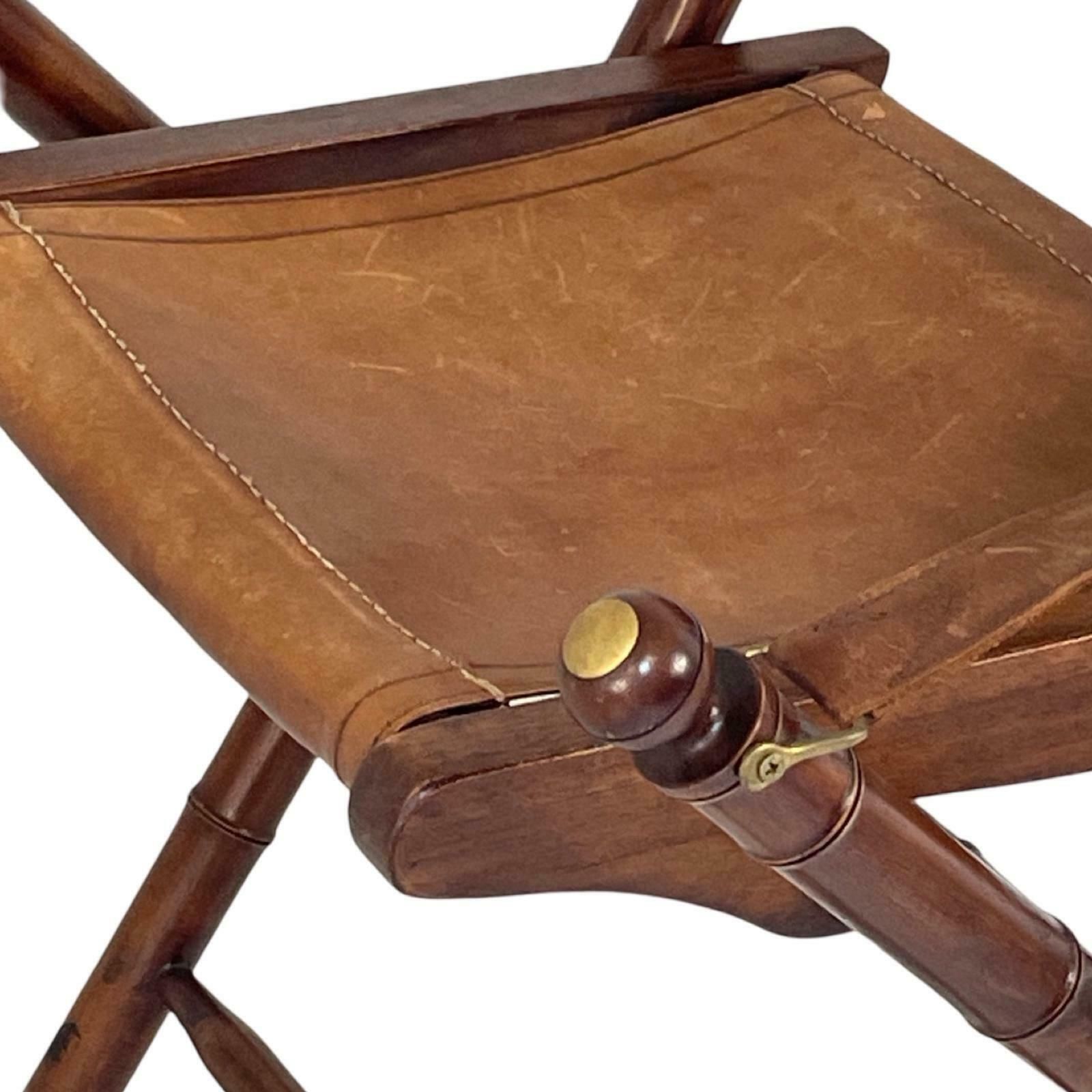 Officer's Chair   Wood And Leather Upholstery   Military Campaign Style photo for sale