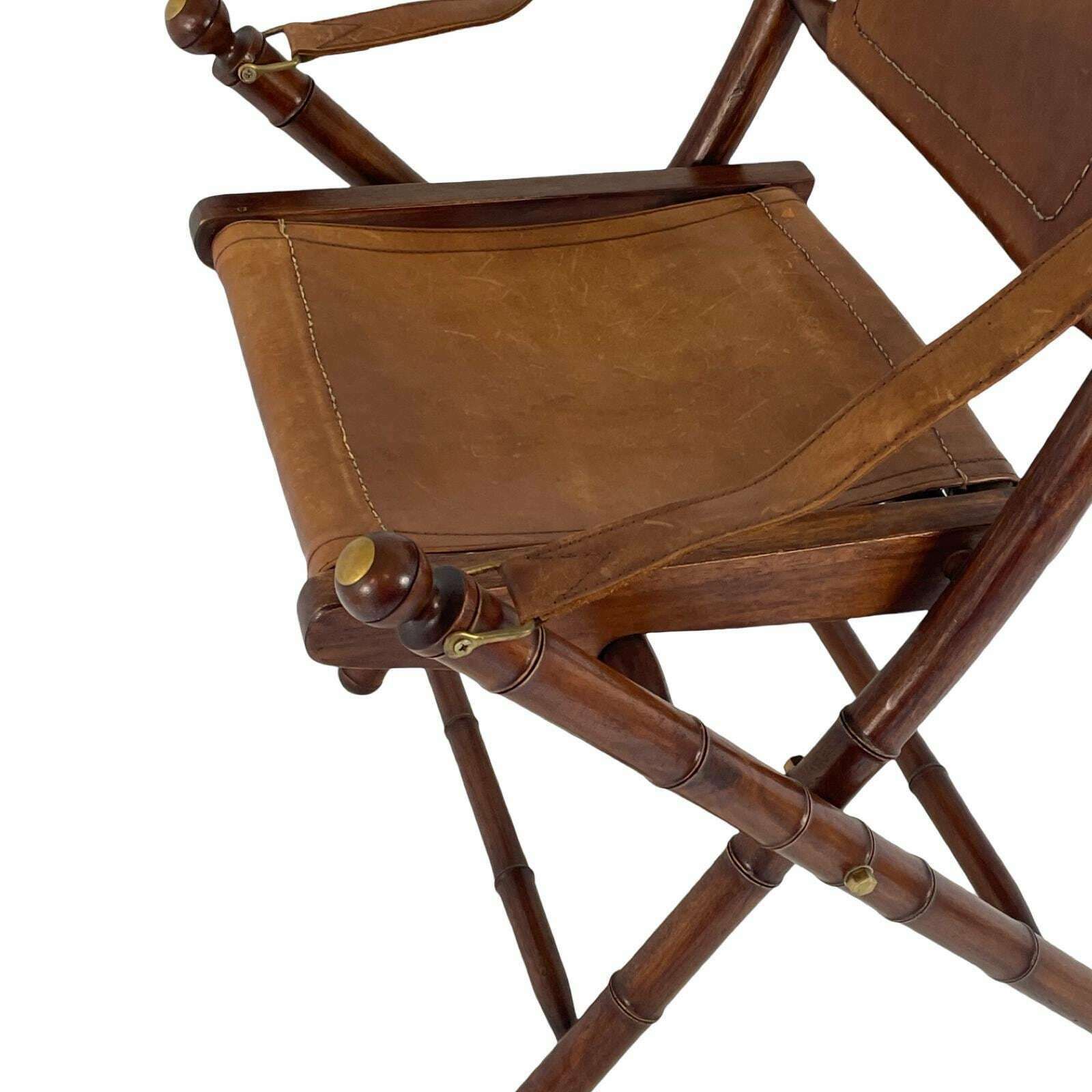 Officer's Chair   Wood And Leather Upholstery   Military Campaign Style photo 448.0