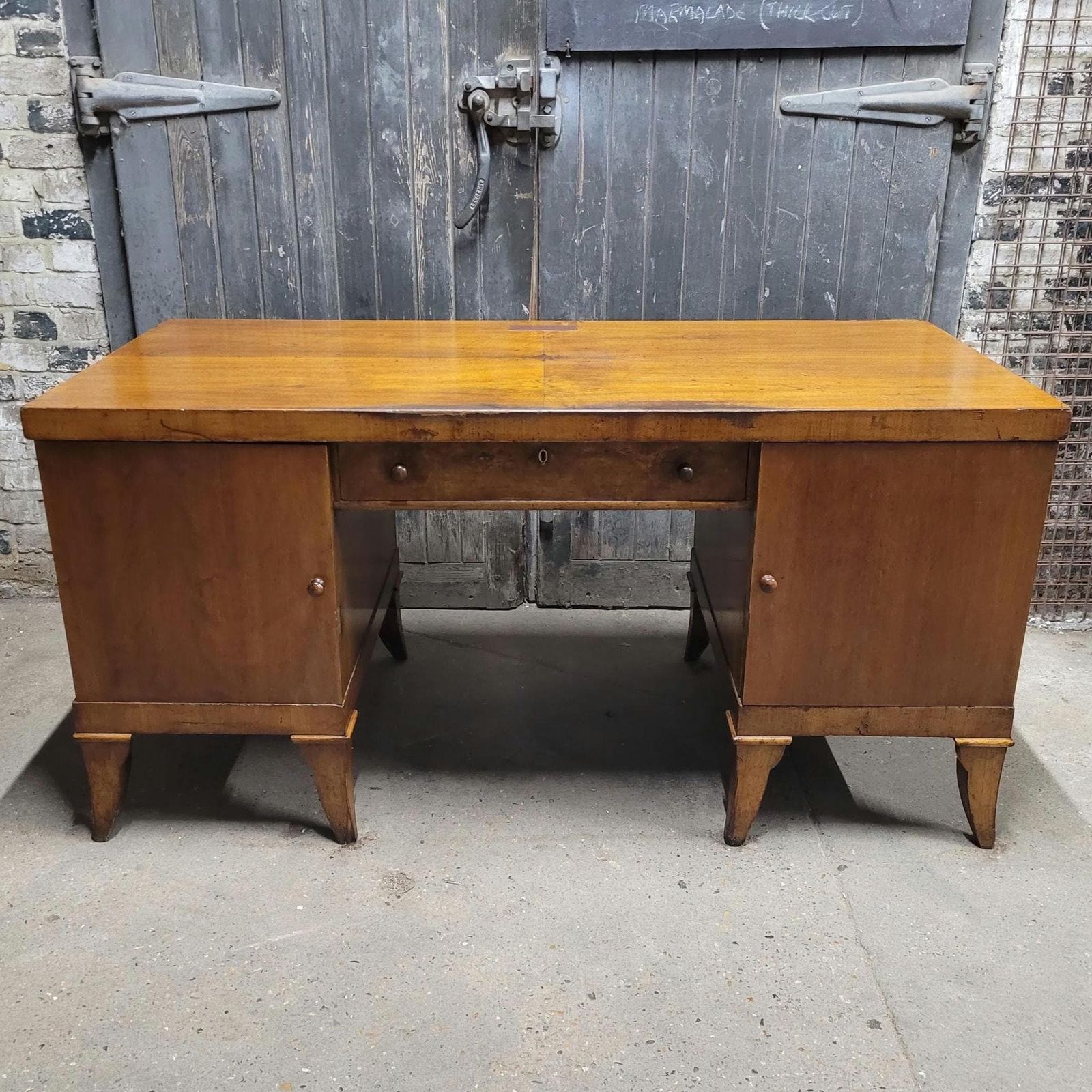 Antique Early 20th Century Art Deco Walnut Executive Desk Writing Desk