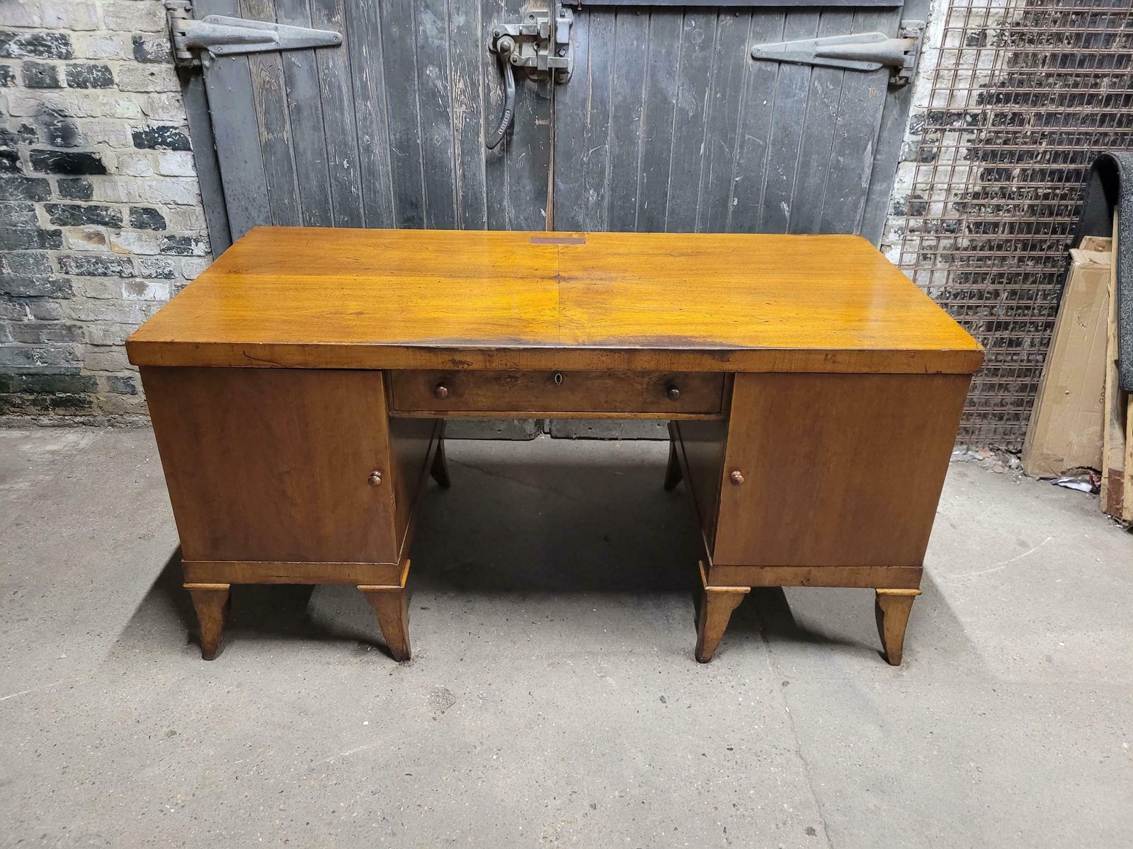 Antique Early 20th Century Art Deco Walnut Executive Desk Writing Desk photo furniture