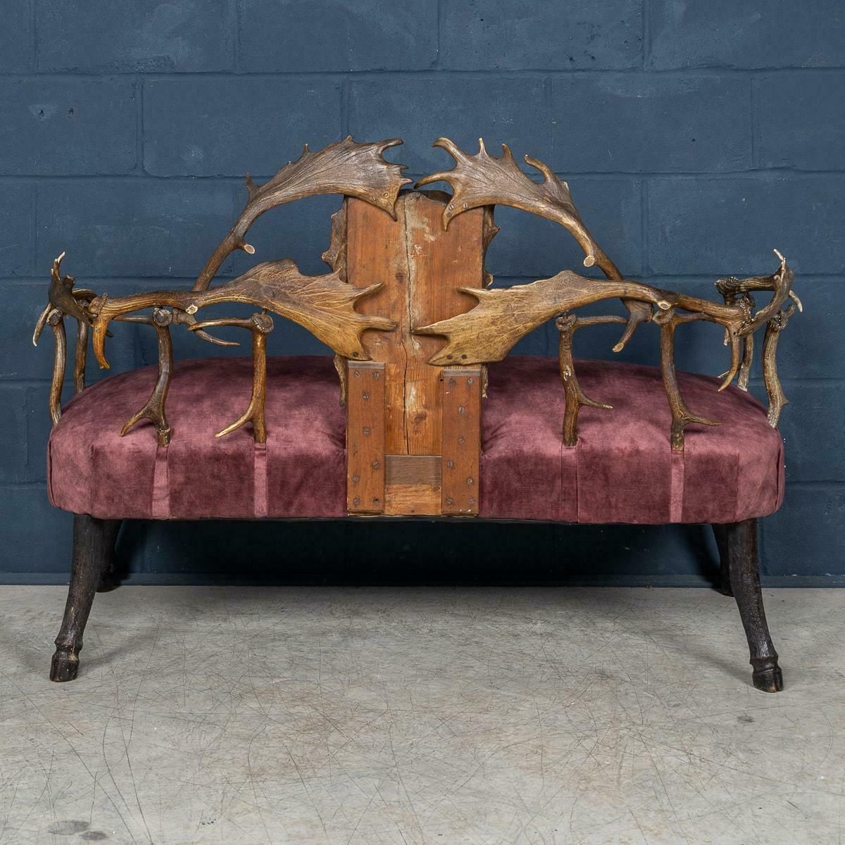 Antique 19th Century Black Forest Antler Horn Sofa, Swiss/German C.1890 photo 3495.0