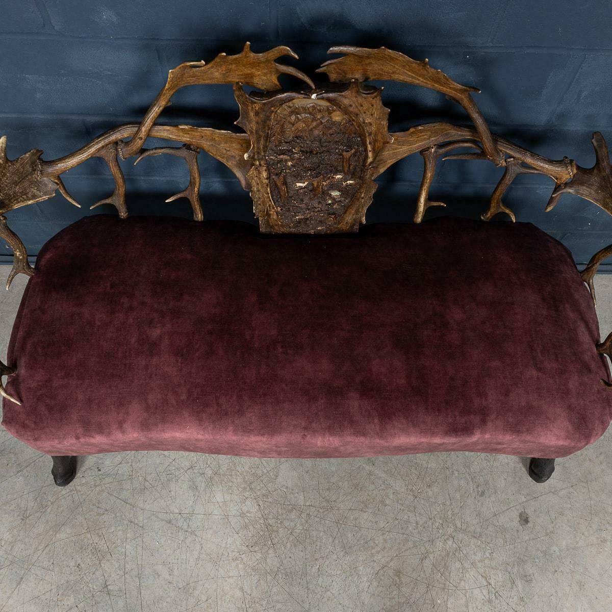 Antique 19th Century Black Forest Antler Horn Sofa, Swiss/German C.1890 photo buy