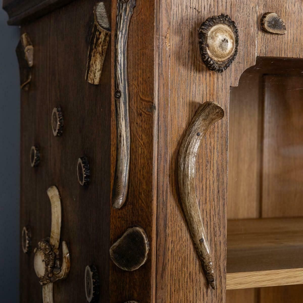 Antique 20th Century German Black Forest Oak & Antler Cabinet C.1900 photo buy
