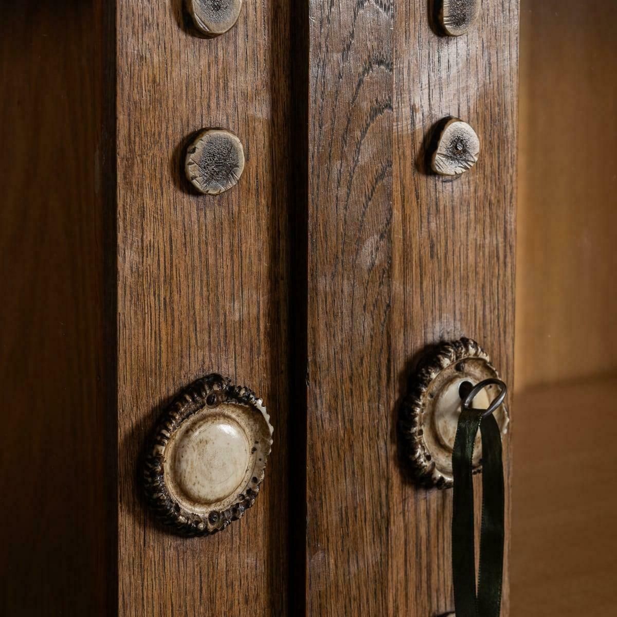 photo for sale Antique 20th Century German Black Forest Oak & Antler Cabinet C.1900