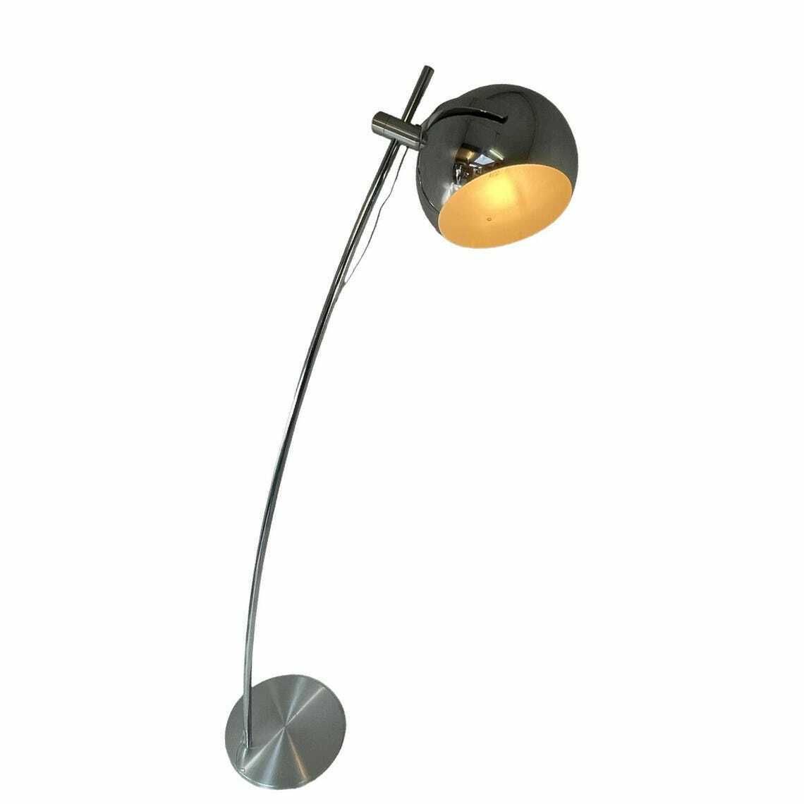 Hala Zeist   696   Space Age Design   Vintage   Floor Lamp With Chrome Shade, Polished Aluminum Base And Chromed Upright