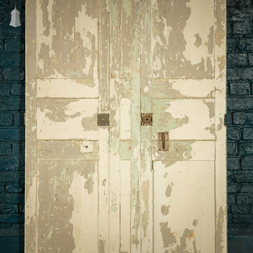 photo for sale Panelled Window Shutters, Pair Of Moulded 3 Panel Shutters