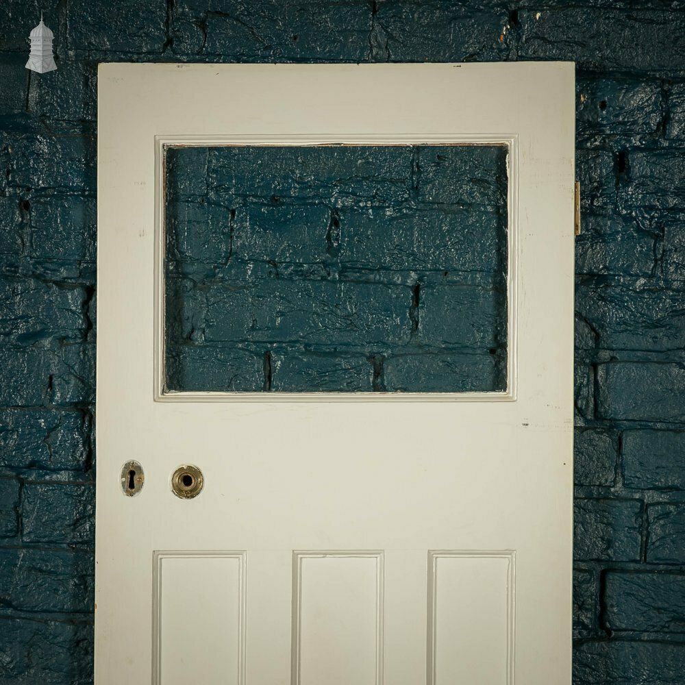 Home Fixtures Half Glazed Door, 4 Panel White Painted photo